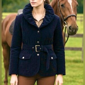 Aquascutum Navy corduroy with diamond quilting jacket